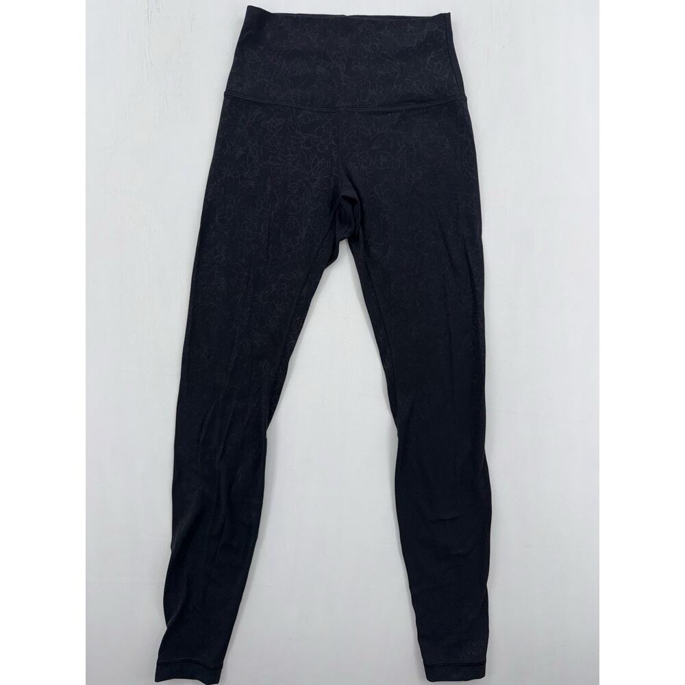 Lululemon Wunder Train Black Pattern 28”Athletic Leggings Size 4 Training Pant